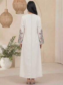 SHEIN Áo Jalabiya họa tiết hoa cho thiếu nữ, Áo Jalabiya thêu hoa cổ điển thanh lịch, Áo dài tay truyền thống tối giản kiểu Ả Rập cho thiếu nữ, phù hợp cho mùa xuân/hè, Áo dài tay kín đáo thanh lịch, Áo Abaya cầu nguyện, Thoải mái dễ chịu, Trang phục thường ngày, Phong cách nghỉ dưỡng, Áo Kaftan kín đáo, Áo Jalabiya cho thiếu nữ, Áo Jalabiya cho thiếu nữ - Nhiều màu - Xem 4