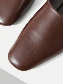 Mnmlis Casual Versatile Commute Mule Flat Slip-On Shoes - Brown - View 3