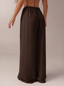 SHEIN PETITE CURVE Neue Damen Große Größen Petite Mädchen Casual Mode Einfarbig Kordelzug Taille Casual Vielseitig Weite Bein Hosen für den täglichen Gebrauch, Hoher Bund lässt Sie schlanker aussehen und Ihre Beine länger, geeignet für Petite Frauen. Hoher Bund lässt Sie schlanker aussehen und Ihre Beine länger, geeignet für Petite Frauen. Geeignet für alle Jahreszeiten und Anlässe, geeignet für Petite Mädchen und Frauen, Sommerhosen Sommer Sommerhosen Sommer Outfits Sommerurlaub Outfits Lange Sommerhosen für Frauen Frühlings-Outfit, Weite Hosen, Büro-Hosen, Braune Hosen, Elegante Hosen, Casual Hosen, Hoher Bund Schlankheits-Weite-Bein-Hosen für den Sommer, Elegante Zeremonien-Hosen für Frauen, Elegante Hosen für Partys, Elegante Hosen für Damen, Elegante Lange Hosen, Urlaubsoutfits Frauen, Urlaubsoutfits für Frauen, Sommerurlaub Outfits, Sommerurlaub Outfits, Casual Hosen für Frauen, Casual Hosen für Frauen - Braun - Übersicht 2