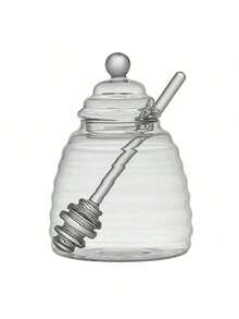 1pc Glass Honey Jar With Glass Stirring Rod - White - View 6