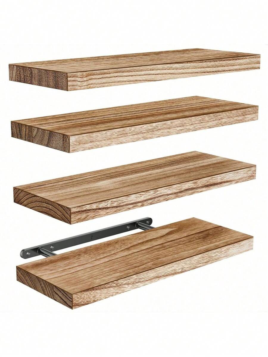 [Bộ 2/5 món] Kệ gỗ treo tường kiểu mộc mạc, kích thước 15.7"L x 5.9"W x 0.59"H, thích hợp cho nhà nông trại, phòng ngủ, phòng tắm, phòng khách, nhà bếp, màu trắng/đen/nâu đậm. - Nhiều màu - Xem 1