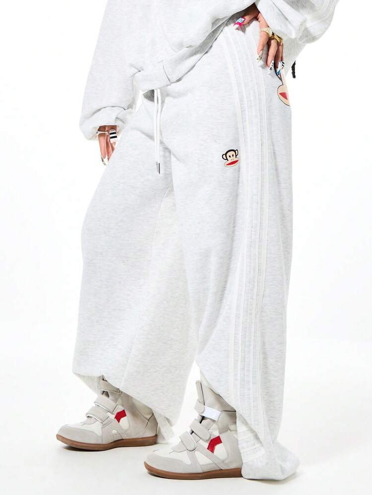 SUMWON Women's Oversized Jogger Sweatpants With Monkey Character Graphic Print Relaxed Fit Wide Leg Casual Loungewear Bottoms Fall Winter Comfort Pants