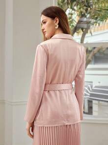 MOTF PREMIUM BLAZER ELEGANTE Y SUAVE DE SATÉN PARA MUJER - Rosa - Ver 4