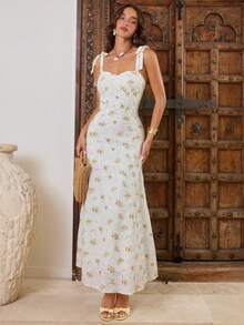 Enchnt 刺绣印花浪漫度假风女装 - 黃色 - 查看 1