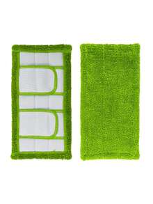 1件装 贴合式扁平粘性拖把布 超细纤维拖把垫 拖把头 可替换拖把布 旋转式免手清洁 圣诞节节日礼物 - 綠白色 - 查看 2