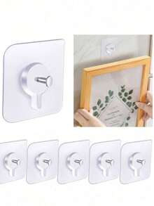 15pcs/30pcs Picture Frame Hanging Tool - Nail-Free Wall Hanging Nails, Photo Album Frame Wall Hanging Hooks - Clear - View 1