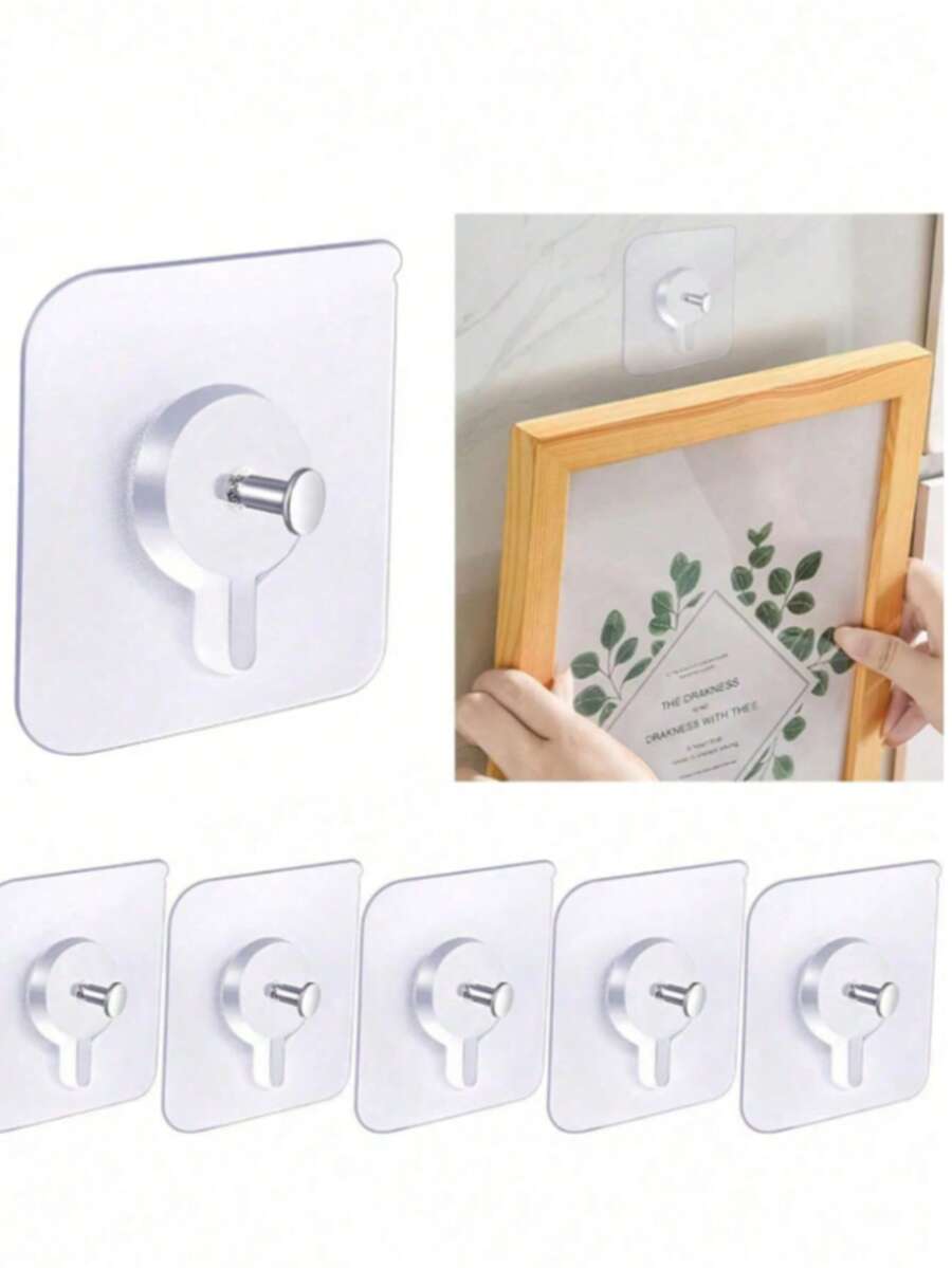 15pcs/30pcs Picture Frame Hanging Tool - Nail-Free Wall Hanging Nails, Photo Album Frame Wall Hanging Hooks - Clear - View 1