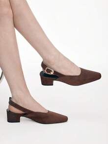Mnmlis Women's Buckle Design Fashionable High Heels For Daily Wear - Coffee Brown - View 9