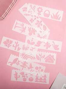 1 Set Of 8 Pcs Long, Hollowed-Out Painting Template, Hand Newspaper Drawing Template, Journal Multi-Functional Lace Ruler - Sets - View 7