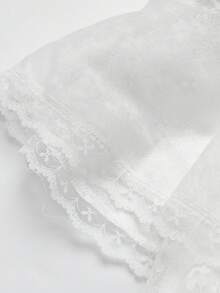 Flirla Plus Size Floral Lace Patchwork Textured Fabric Double Layer Dress, Vacation Style - White - View 6