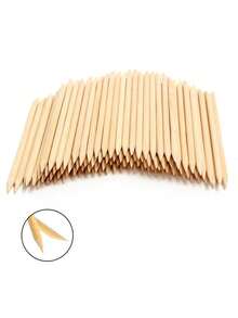 1000pcs Orange Wood Cuticle Pusher, Double-Sided Multi-Purpose Wooden Cuticle Remover, Manicure Pedicure Tool, Cuticle Pusher Or Eyebrow Waxing Stick, For Facial Hair Remova - Ginger - View 1