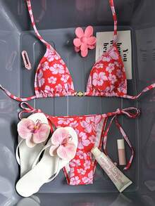 Swim Mod Women's Random Print Necklace Metal Jewelry Bikini Set, Spring/Summer - Multicolor - View 2