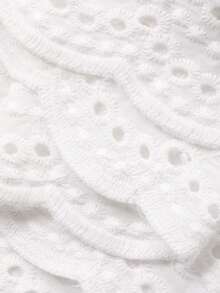 FRIFUL Blusa sin mangas con volantes y lazo bordado para mujer - Blanco - Ver 3