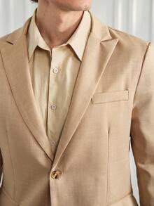 Officeau Men's Long Sleeve Lapel Neck Business Casual Blazer Formal - Mocha Brown - View 7