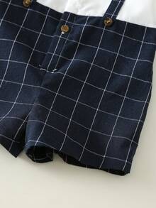 SHEIN Baby BoyBaby Short Sleeve Romper With Bow Tie Boy Jumpsuit Shirt Handsome Gentleman Clothes - Multicolor - View 6