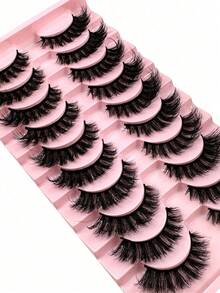 10 Pairs 5D Luxury Synthetic Mink Lashes, Long Lasting Natural Drama, Volumized, Fluffy, Sweet 3D False Eyelashes, Create Charming Appearance - Reusable And Easy To Apply Strip Lashes,Lashes,Eyelashes,Fake Lashes - Fluffy Lashes - View 5