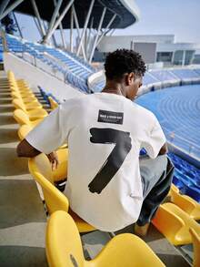 EVRINFINITE Men's Casual Fashion Street Printed Drop Shoulder Loose Breathable Short Sleeve T-Shirt, Summer - White - View 5