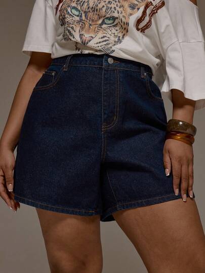 MUSERA מכנסי ג'ינס בגזרה בינונית, שטיפה אינדיגו, תפר ניגוד, אביב קיץ, אלגנטי, פסחא, חמוד, חופשה, קז'ואל, יומיומי, ג'ינס בסיסי