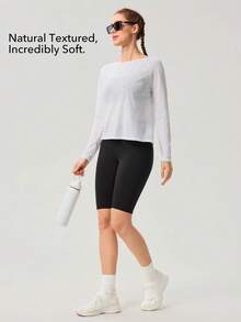 OutZeal Gym Top Summer Outfit Women Sports Tee Solid Color Summer Spring Yoga Casual Pilates Cut-Out Backless Lightly Sheer Cover‑Up Active Tops - White - View 2