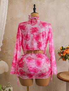 Swim Vcay 女士随机印花挂脖四件套比基尼，春夏款 - 彩色 - 查看 4