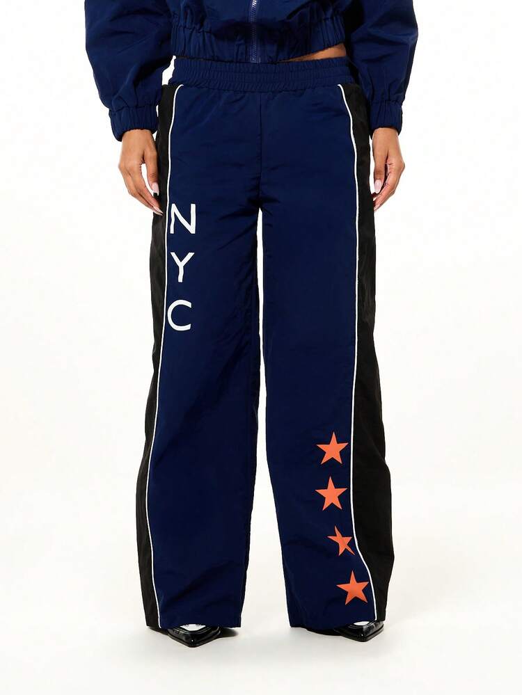 SUMWON WOMEN Navy Track Pants With Star Details