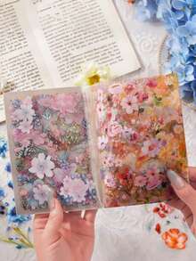 凤凰树叶花朵剪贴膜贴纸，日记贴纸簿，宠物花卉日记材料 - 套裝 - 查看 8