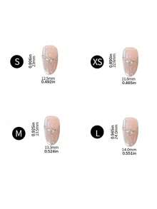10Pcs Handmade Pointed Almond Shaped Gray Cat Eye 3D Crystal False Nails With Shiny Effect, Suitable,Daily Wear And Parties - Multicolor - View 3