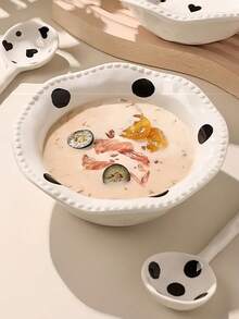 Bát sứ hình chấm bi nặn tay không đều, bát súp hai quai dung tích lớn, bát dùng một lần cho gia đình, nhà hàng, quà tặng. - Nhiều màu - Xem 4