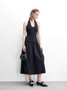 CUCCOO BIZCHIC Ballet Lace-Up Straps Pointed Kitten Heel Stiletto High Heels Shoes Leather Shoes - Black - View 2