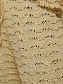 MUSERA Plus Size Tie Waist Crochet Knit Patterned Wide Leg Pants Trousers Spring Summer Vacation Beach Holiday Cover Up Cute Winter - Yellow - View 5