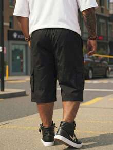 ResortEase Quần Capri cạp chun co giãn, rộng rãi, thoải mái cho mùa hè, quần short nam, quần short Capri nam, quần short chạy bộ nam - màu đen - Xem 3