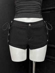 EgrlEra Women's Punk Sexy Lace-Up Shorts - Black - View 5