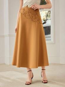 MOTF PREMIUM WOMEN'S ROMANTIC BUTTERFLY EMBROIDERED SKIRT, SPRING/SUMMER - Yellow - View 4