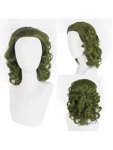 Cosplay Clown Green Medium Long Curly Hair, Daily Wear Wig, Holiday Party, Stage Performance, High Temperature Silk Cosplay Wig - Green - View 2