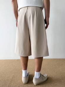 HUEFORM 男士梭织宽松休闲纯色七分裤 男士褶皱短裤 男士宽松短裤 - 卡其色 - 查看 2