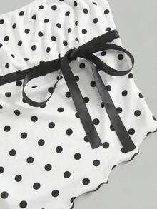 SHEIN MOD Women's Polka Dot Twist Design Casual Versatile Daily Wear Blouse - White - View 4