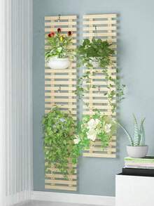 1 pieza Estantería de madera maciza con diseño de balcón de museo antiguo, decoración de pared, valla interior de cafetería, perchero de bata verde con planta simulada - Multicolor - Ver 8