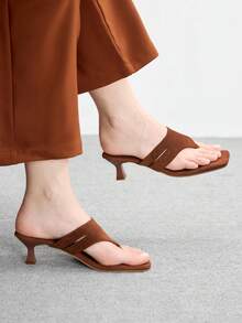 CUCCOO BIZCHIC French Niche Design Cat Heel Flip-Flops Shoes Women Wear 2026 Summer New Brown Roman Sandals Spring Shoes - Brown - View 5