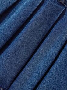 GlowEve 夏季休闲无袖褶裥下摆系带牛仔连衣裙 - 藍色 - 查看 4