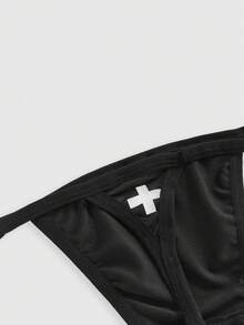 ROMWE Women's Gothic Cross Narrow Edge Thong Panties - Black and White - View 1