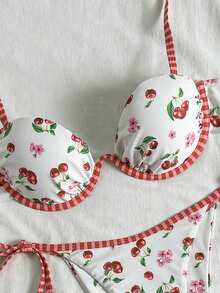 Swim Mod 女士随机印花细肩带钢圈比基尼套装，春夏款 - 彩色 - 查看 4