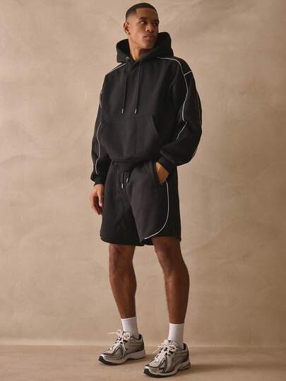 Musero Regular Fit Contrast Piping Elasticated Drawstring Waistband Sweat Short Bottoms Co Ord Pant Only Spring Summer Essentials Lounge Comfort