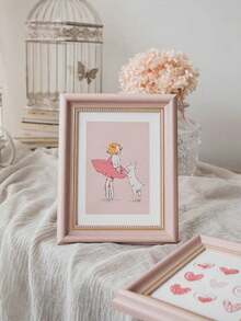 1PC, American Style Photo Frame -6/7/8 Inch Vintage Cherry Blossom Pink Photo Frame, Vertical Rectangular Resin Desktop/Wall Mounted Display Frame, Suitable For Photos And Artworks - Multicolor - View 3