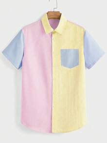 EASEVO Camisa de manga corta tejida de corte holgado y de múltiples colores a rayas, adecuada para el verano, talla grande para hombre - Multicolor - Ver 3