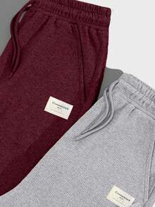 EURMUSE 2 Pcs Men's Waffle Fabric Basic Style Combination Fit Boxers, Set Of 2 - Grey - View 3