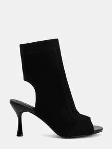 Glitzique 女士优雅镂空针织露趾高跟连衣裙，适合派对和场合 - 黑色 - 查看 4