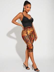 SHEIN SXY Sexy Sheer Leopard Print Cropped Leggings, Spring/Summer - Multicolor - View 4