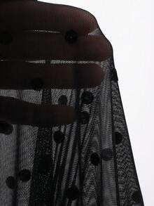 FRIFUL 女士网纱高领透视上衣，秋季叠穿单品 - 黑色 - 查看 7