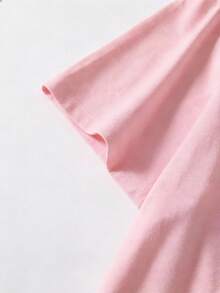 Camiseta Basica de Cuello Redondo y Manga Corta con Estampado de Pantera Rosa, Hecho en Mexico - Rosa - Ver 3