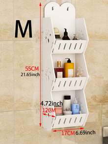 1 Giá treo tường phòng tắm không cần khoan lỗ, dùng để đựng xà phòng, mỹ phẩm, đồ dùng – Kệ đôi treo tường cho phòng tắm (Bao gồm móc treo). - trắng - Xem 5